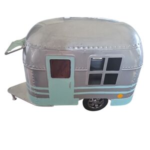 Ashland Silver and Teal Decorative Camper Model